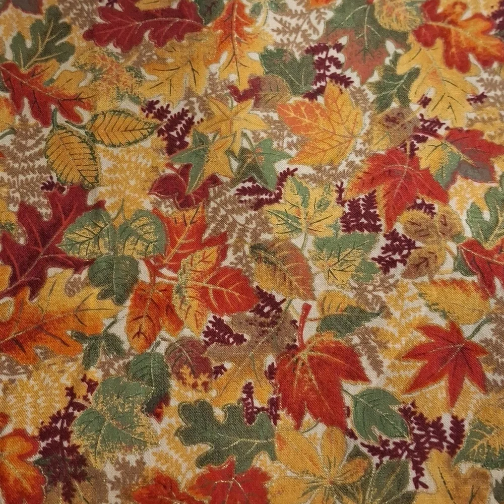 FABRIC #1184 - Cotton - Fall Autumn Leaves Orange Green Gold 50 x 45